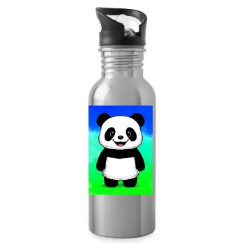 panda - Gourde avec paille intégrée - argent clair - Droite