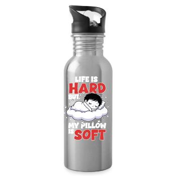Sommeil Nuage Life is Hard My Pillow Soft - Gourde avec paille intégrée - argent clair - Droite