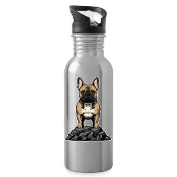 Chien Bouledogue Français sur Rocher Portrait Fier - Gourde avec paille intégrée - argent clair - Droite