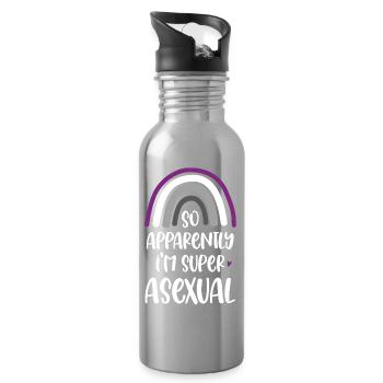 LGBT Pride Month - So Apparently I'm Super Asexual - Water bottle with straw - silver - Right