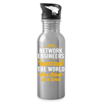 Network Engineer Programmer Computer Scientist - Water bottle with straw - silver - Right
