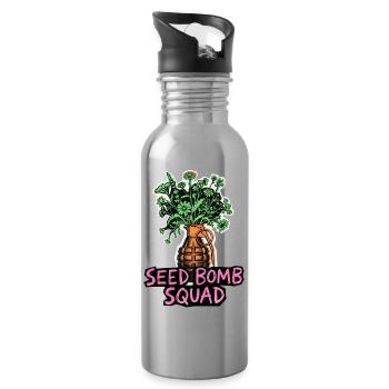 Seeds Planting Future - Water bottle with straw - silver - Right