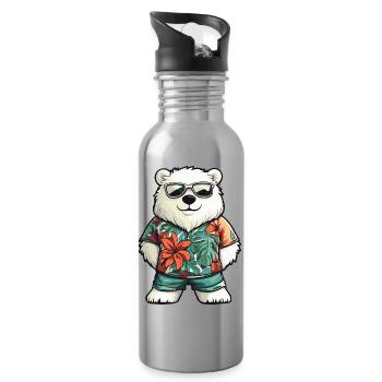Vacances de bandes dessinées Polar Bear - Gourde avec paille intégrée - argent clair - Droite