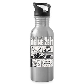 Keine Zeit To Do Lustig Alltag Comic - Trinkflasche mit integriertem Trinkhalm - Lightsilver - Rechts