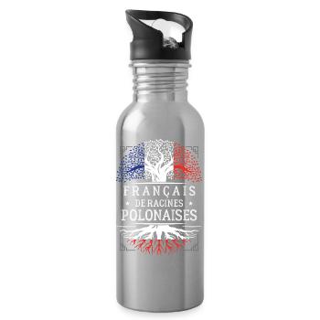 Francais De Racines Polonaises T-Shirt Cadeau H... - Gourde avec paille intégrée - argent clair - Droite