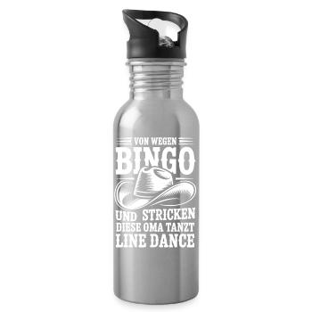 Oma tanzt Line Dance Bingo Humor - Trinkflasche mit integriertem Trinkhalm - Lightsilver - Rechts