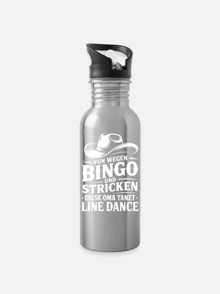 Oma Line Dance - Trinkflasche mit integriertem Trinkhalm - Lightsilver