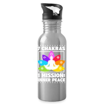 7 Chakren – Innerer Frieden - Trinkflasche mit integriertem Trinkhalm - Lightsilver - Rechts