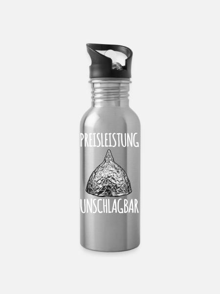 Sicherheit Geht Vor - Trinkflasche mit integriertem Trinkhalm - Lightsilver