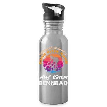 Unterschätze Niemals Alten Mann Rennrad Fahrrad - Trinkflasche mit integriertem Trinkhalm - Lightsilver - Rechts