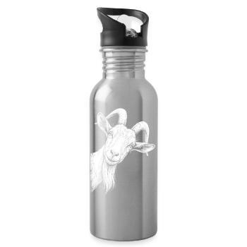 Lusitge peeking Ziege - Trinkflasche mit integriertem Trinkhalm - Lightsilver - Rechts