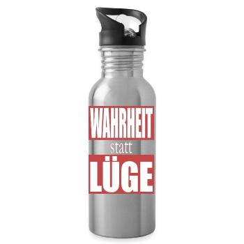 Wahrheit statt Lüge - Trinkflasche mit integriertem Trinkhalm - Lightsilver - Rechts