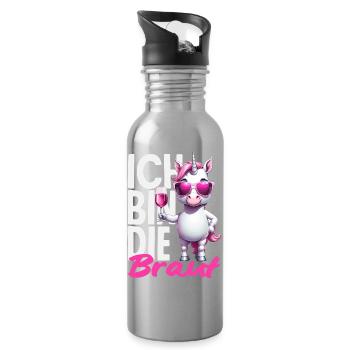 Je suis la mariée célibataire Licorne Vin de la douche nuptiale - Gourde avec paille intégrée - argent clair - Droite
