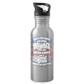 Good Scare Horror Night Quote - Water bottle with straw - silver - Right
