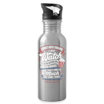 Horror Movies Are My Therapy Quote - Water bottle with straw - silver - Right
