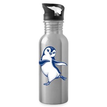 Mignon manchot dansant pour filles - Gourde avec paille intégrée - argent clair - Droite