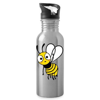 Biene am winken Imker Bienenzüchter - Trinkflasche mit integriertem Trinkhalm - Lightsilver - Rechts