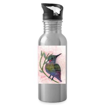 Oiseau - Gourde avec paille intégrée - argent clair - Droite
