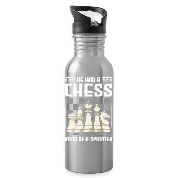 Échiquier des joueurs d’échecs - Gourde avec paille intégrée - argent clair - Droite