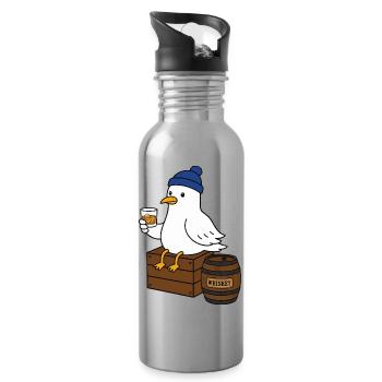 Mouette au whisky en hiver - Gourde avec paille intégrée - argent clair - Droite