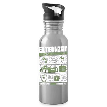 Elternzeit Mein Superpower-Up - Trinkflasche mit integriertem Trinkhalm - Lightsilver - Rechts