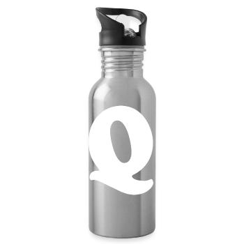 Gros caractères Q | Lettre Q | Q Logo - Gourde avec paille intégrée - argent clair - Droite