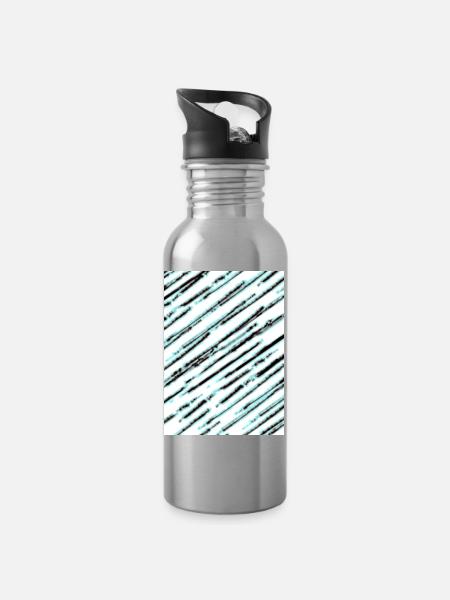 Diagonale Türkis Textur - Trinkflasche mit integriertem Trinkhalm - Lightsilver