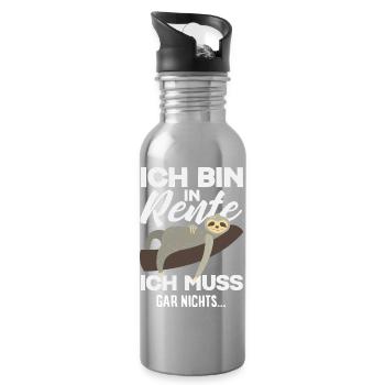 Rente Gar Nichts Faultier Sofa - Trinkflasche mit integriertem Trinkhalm - Lightsilver - Rechts