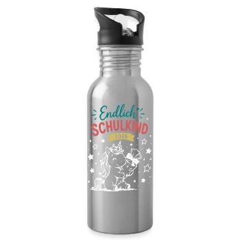 Endlich Schulkind 2026 - Trinkflasche mit integriertem Trinkhalm - Lightsilver - Rechts