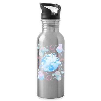 Steinbock-Frau – Astrologiegeschenk - Trinkflasche mit integriertem Trinkhalm - Lightsilver - Rechts