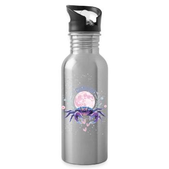 Krebsfrau – Astrologiegeschenk - Trinkflasche mit integriertem Trinkhalm - Lightsilver - Rechts