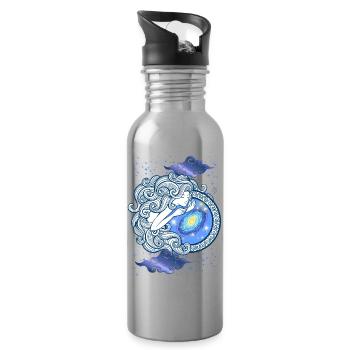 Virgo Woman – Astrology Gift - Water bottle with straw - silver - Right