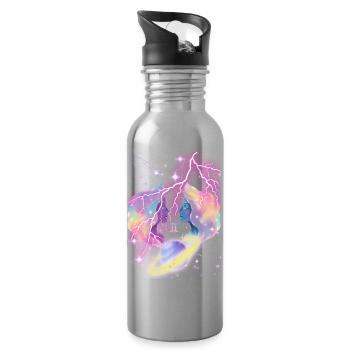 Gemini Woman – Astrology Gift - Water bottle with straw - silver - Right