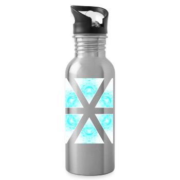 Azur X-Muster im Eis-Marble - Water bottle with straw - silver - Right