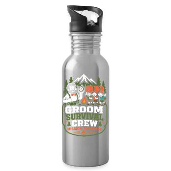 Groom Survival Crew – Mission Hochzeit - Trinkflasche mit integriertem Trinkhalm - Lightsilver - Rechts