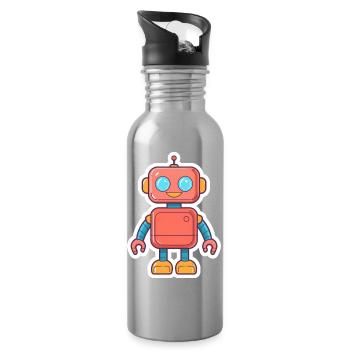 Cuddly Neon Robot - Water bottle with straw - silver - Right