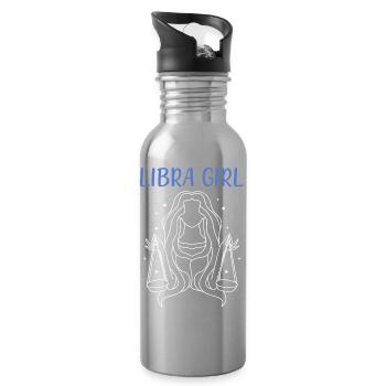 Zodiac sign Libra - Water bottle with straw - silver - Right