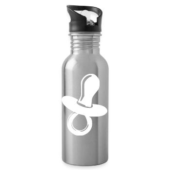 Cadeau de naissance du bébé - Gourde avec paille intégrée - argent clair - Droite