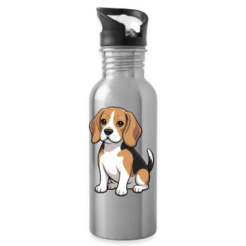 Amoureux des chiens petits beagle - Gourde avec paille intégrée - argent clair - Droite