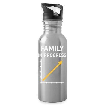 Family In Progress (Schwanger / Eltern / NEG 2C) - Trinkflasche mit integriertem Trinkhalm - Lightsilver - Rechts