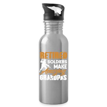 Des soldats à la retraite font une chemise étonnante de papis - Gourde avec paille intégrée - argent clair - Droite