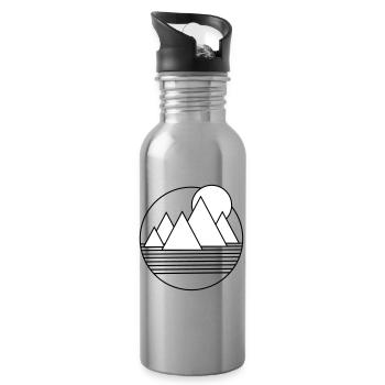 Paysage désertique minimaliste - Gourde avec paille intégrée - argent clair - Droite