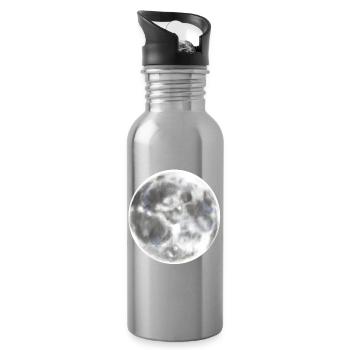 Vollmond Mond Nacht - Trinkflasche mit integriertem Trinkhalm - Lightsilver - Rechts