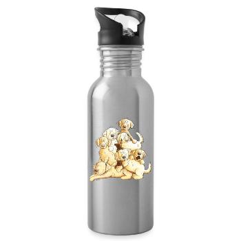 Chien de bande dessinée Golden Retriever Dog Chiot - Gourde avec paille intégrée - argent clair - Droite