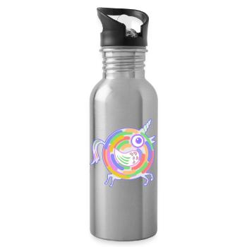 Pferd mit Flügeln - Trinkflasche mit integriertem Trinkhalm - Lightsilver - Rechts
