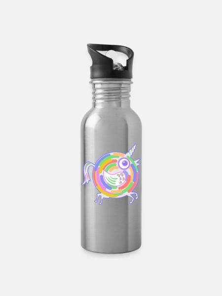 Pferd mit Flügeln - Trinkflasche mit integriertem Trinkhalm - Lightsilver