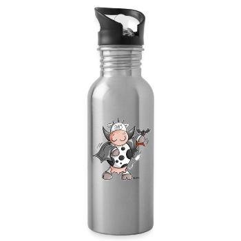 Dracula Cow I Vampire Fun - Water bottle with straw - silver - Right