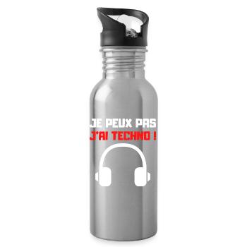 JE PEUX PAS J'AI TECHNO (NOIR) - Gourde avec paille intégrée - argent clair - Droite