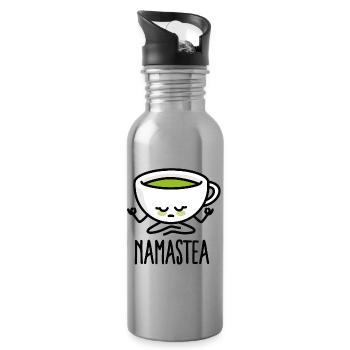 Namastea Namaste Yoga Méditation thé vert Matcha - Gourde avec paille intégrée - argent clair - Droite