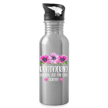 Rentnerin Ruhestand Endlich Zeit für den Garten - Trinkflasche mit integriertem Trinkhalm - Lightsilver - Rechts